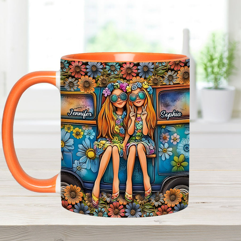 Soul Sisters Journey: Frieden & Fernweh - Personalisierter Hippie-Akzentbecher