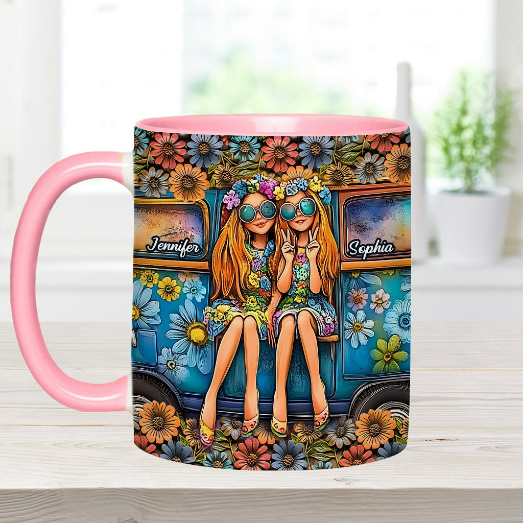 Soul Sisters Journey: Frieden & Fernweh - Personalisierter Hippie-Akzentbecher