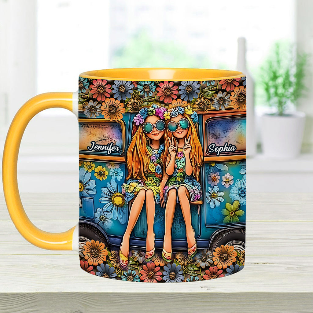 Soul Sisters Journey: Frieden & Fernweh - Personalisierter Hippie-Akzentbecher