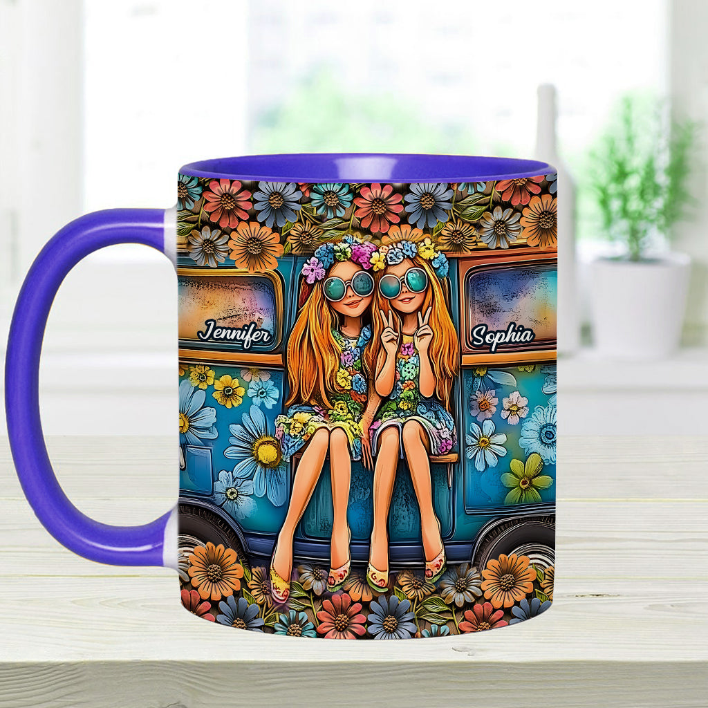 Soul Sisters Journey: Frieden & Fernweh - Personalisierter Hippie-Akzentbecher