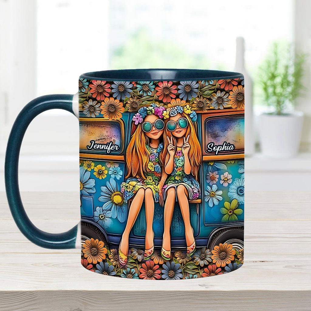 Soul Sisters Journey: Frieden & Fernweh - Personalisierter Hippie-Akzentbecher