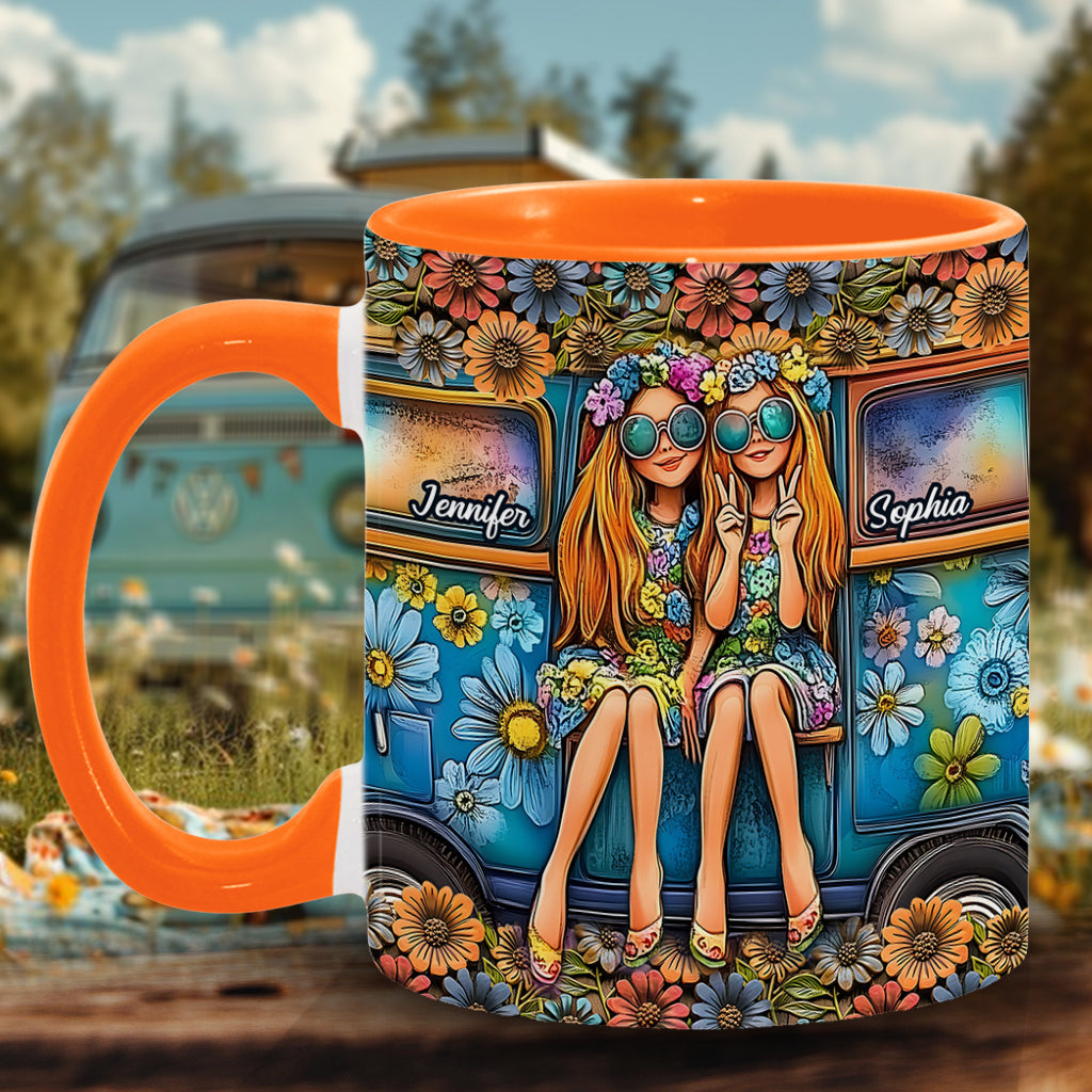 Soul Sisters Journey: Frieden & Fernweh - Personalisierter Hippie-Akzentbecher