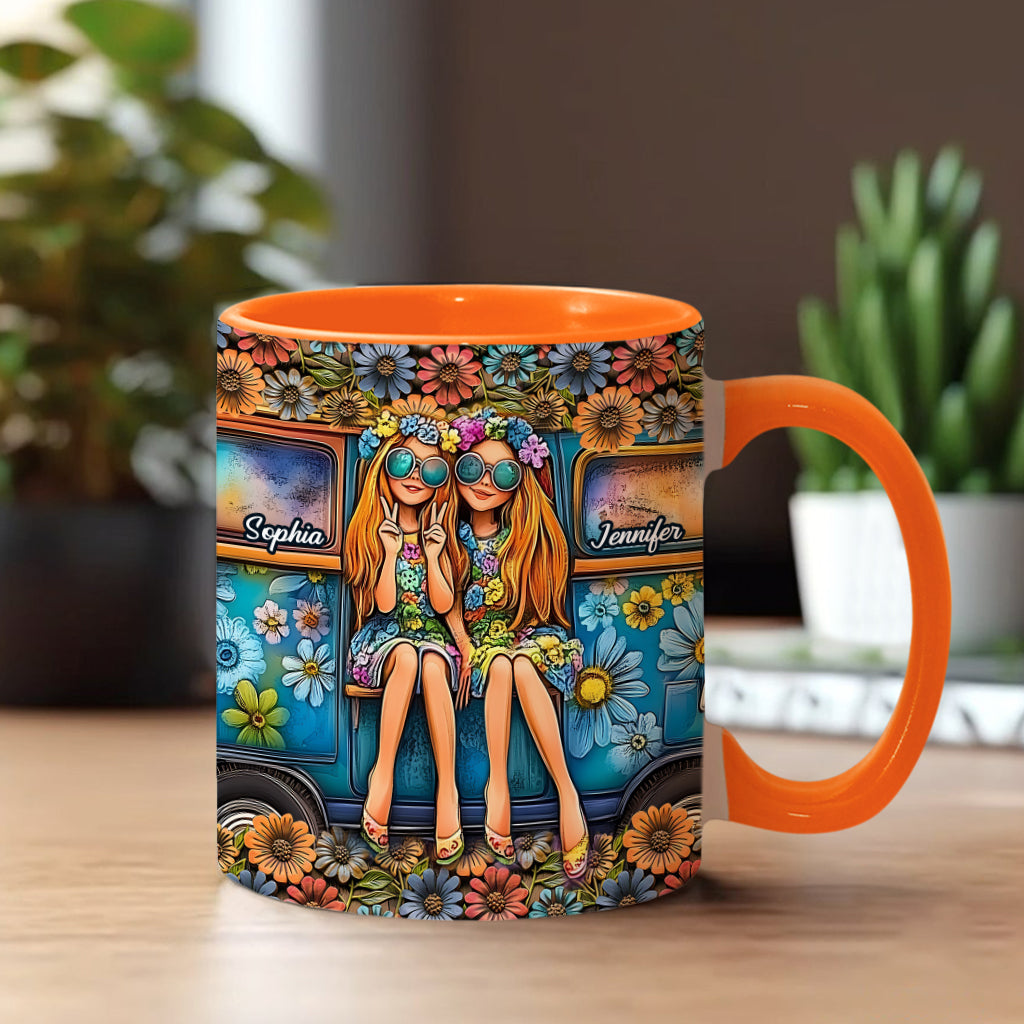 Soul Sisters Journey: Frieden & Fernweh - Personalisierter Hippie-Akzentbecher