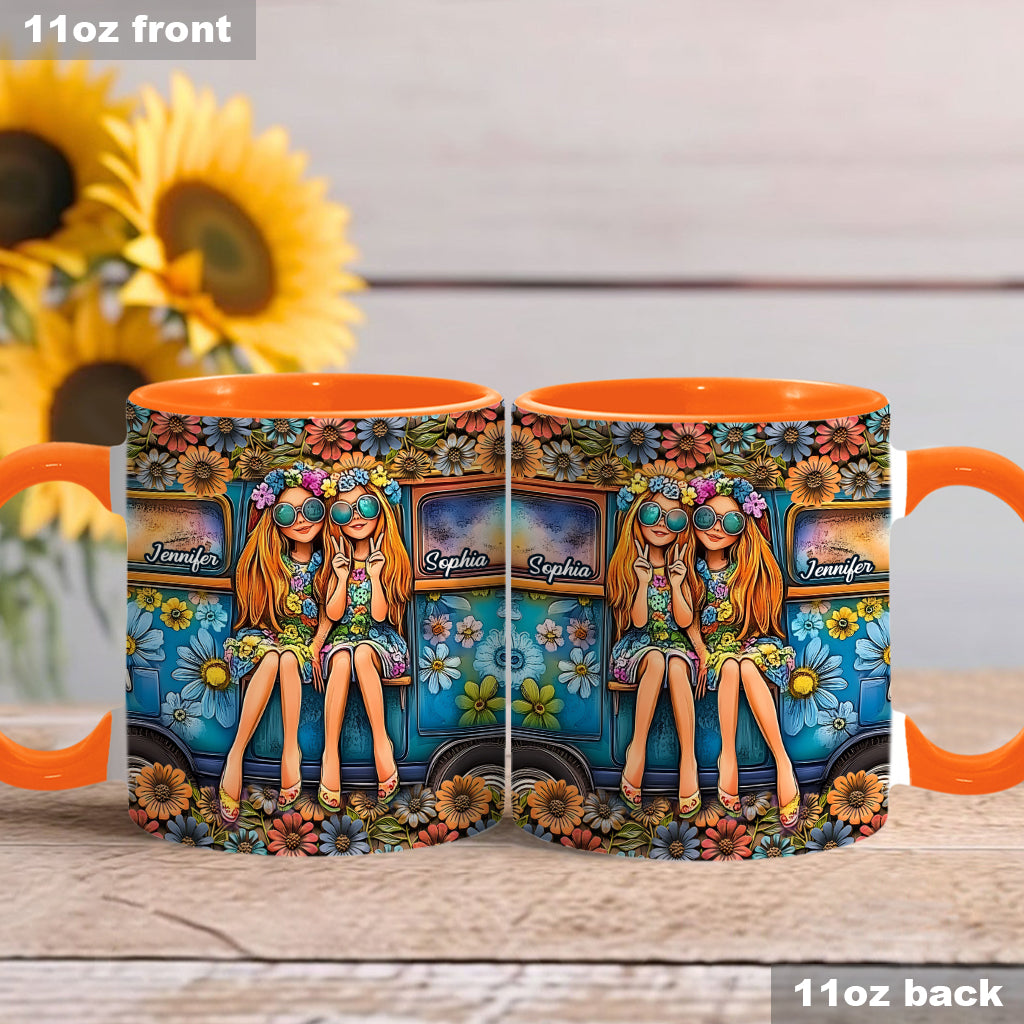 Soul Sisters Journey: Frieden & Fernweh - Personalisierter Hippie-Akzentbecher