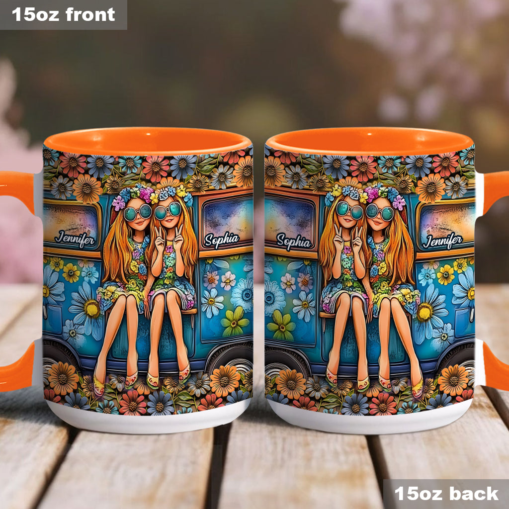 Soul Sisters Journey: Frieden & Fernweh - Personalisierter Hippie-Akzentbecher