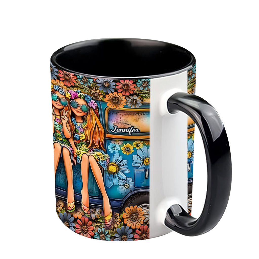 Soul Sisters Journey: Frieden & Fernweh - Personalisierter Hippie-Akzentbecher