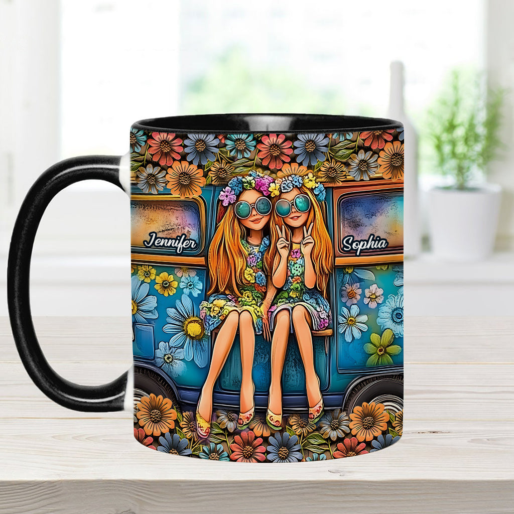 Soul Sisters Journey: Frieden & Fernweh - Personalisierter Hippie-Akzentbecher