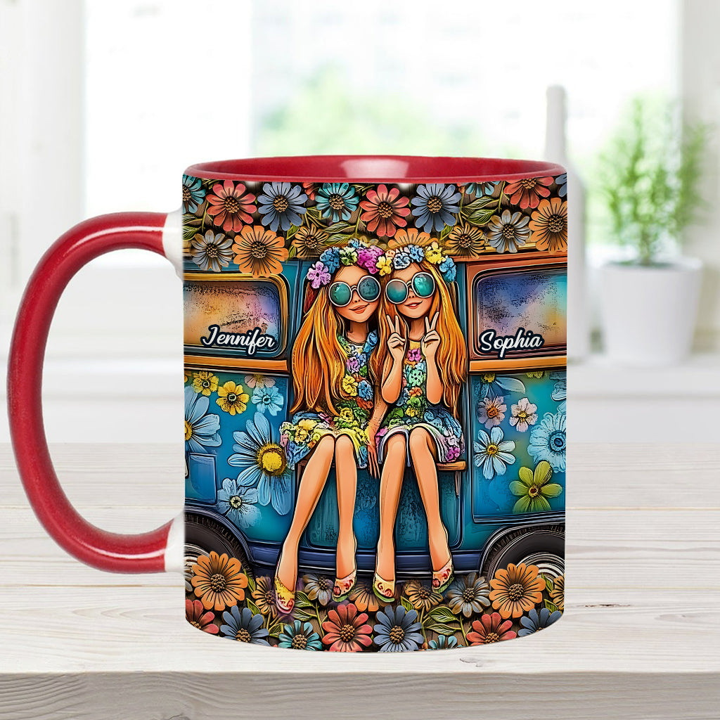 Soul Sisters Journey: Frieden & Fernweh - Personalisierter Hippie-Akzentbecher