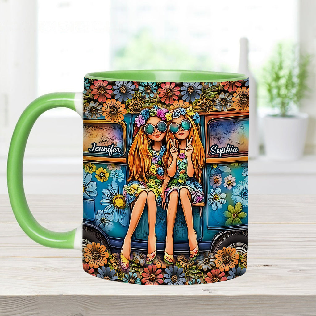 Soul Sisters Journey: Frieden & Fernweh - Personalisierter Hippie-Akzentbecher