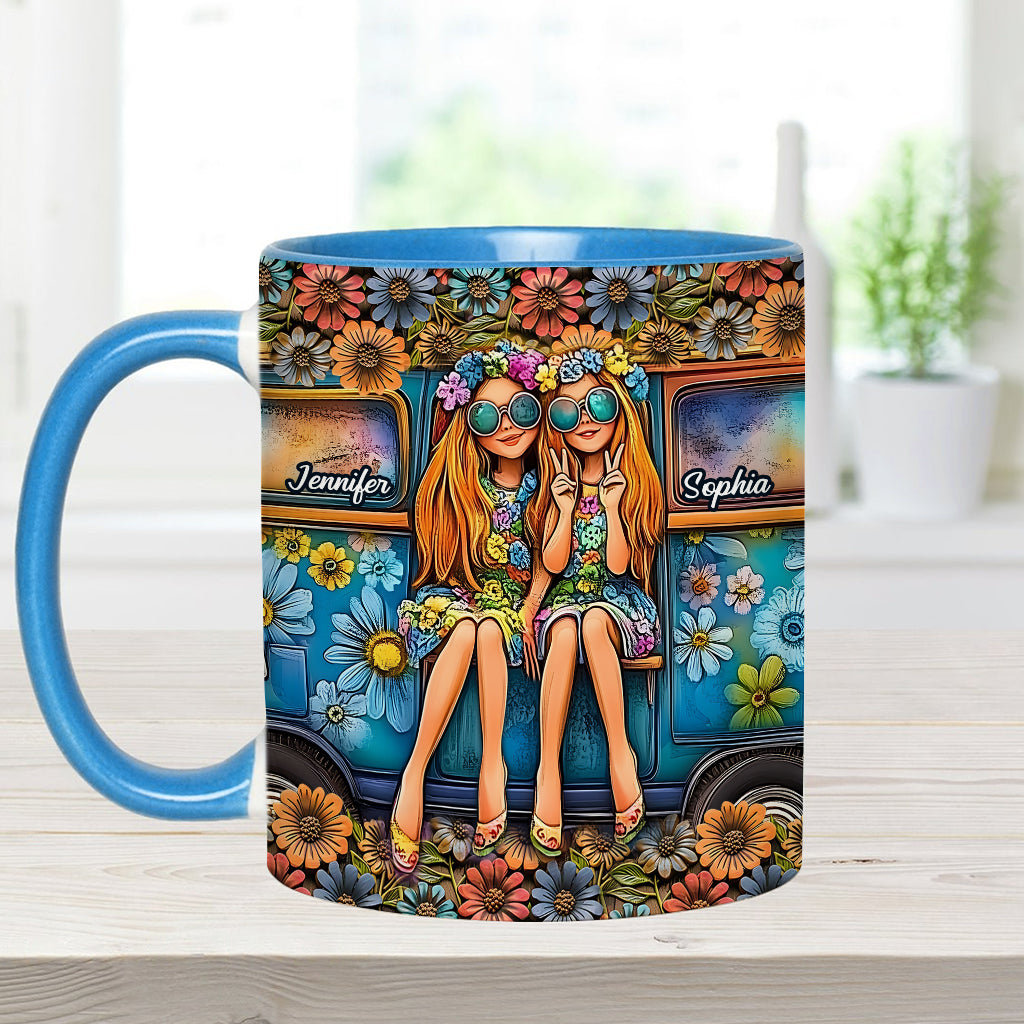 Soul Sisters Journey: Frieden & Fernweh - Personalisierter Hippie-Akzentbecher
