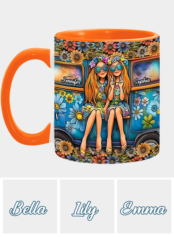 Soul Sisters Journey: Frieden & Fernweh - Personalisierter Hippie-Akzentbecher