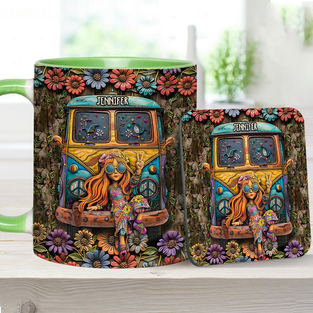 Fantastischer Wohnwagen – personalisierter Becher mit Hippie-Akzent
