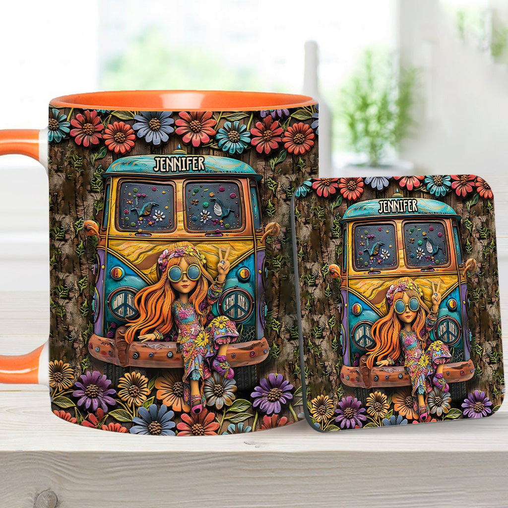 Fantastischer Wohnwagen – personalisierter Becher mit Hippie-Akzent