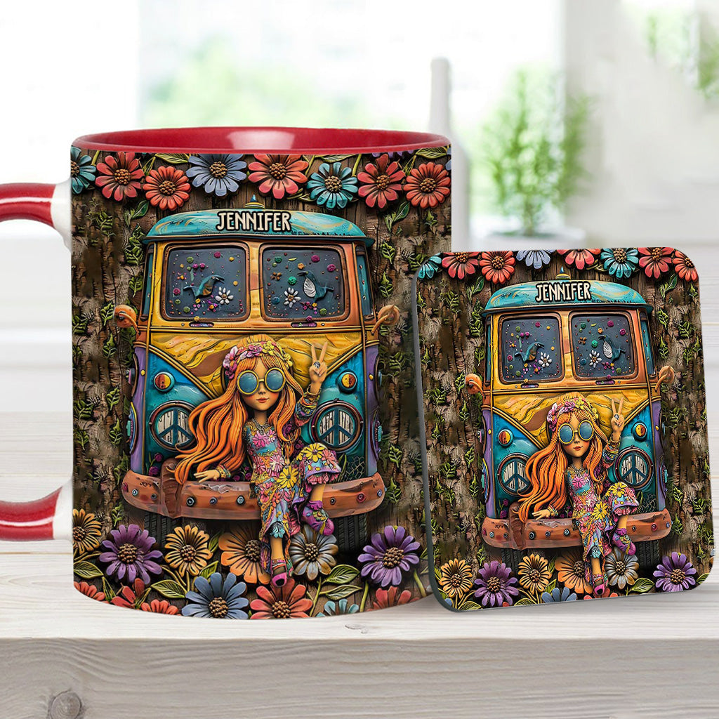Fantastischer Wohnwagen – personalisierter Becher mit Hippie-Akzent