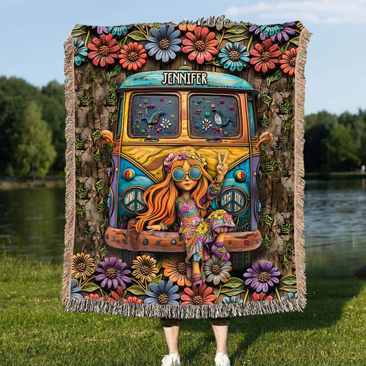 Amoureux du hippie - Couverture tissée hippie personnalisée