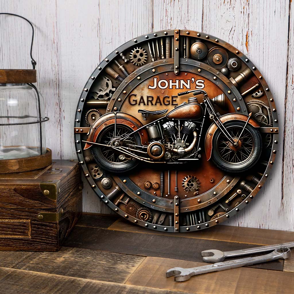 Fantastischer Biker – Personalisiertes rundes Biker-Metallschild