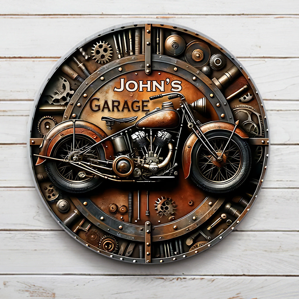 Fantastischer Biker – Personalisiertes rundes Biker-Metallschild