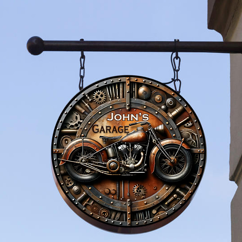 Fantastischer Biker – Personalisiertes rundes Biker-Metallschild