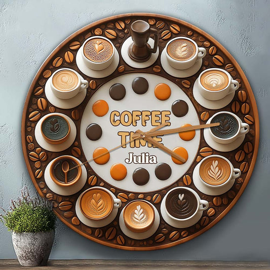 L'heure du café - Horloge murale personnalisée à café