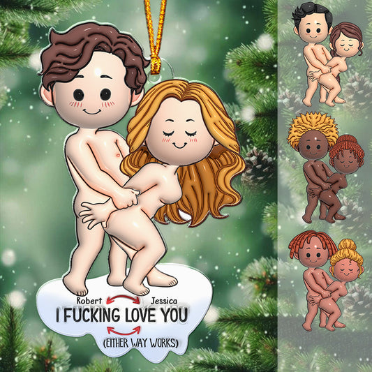 I Love You - Personalized Couple Custom Shaped Ornament