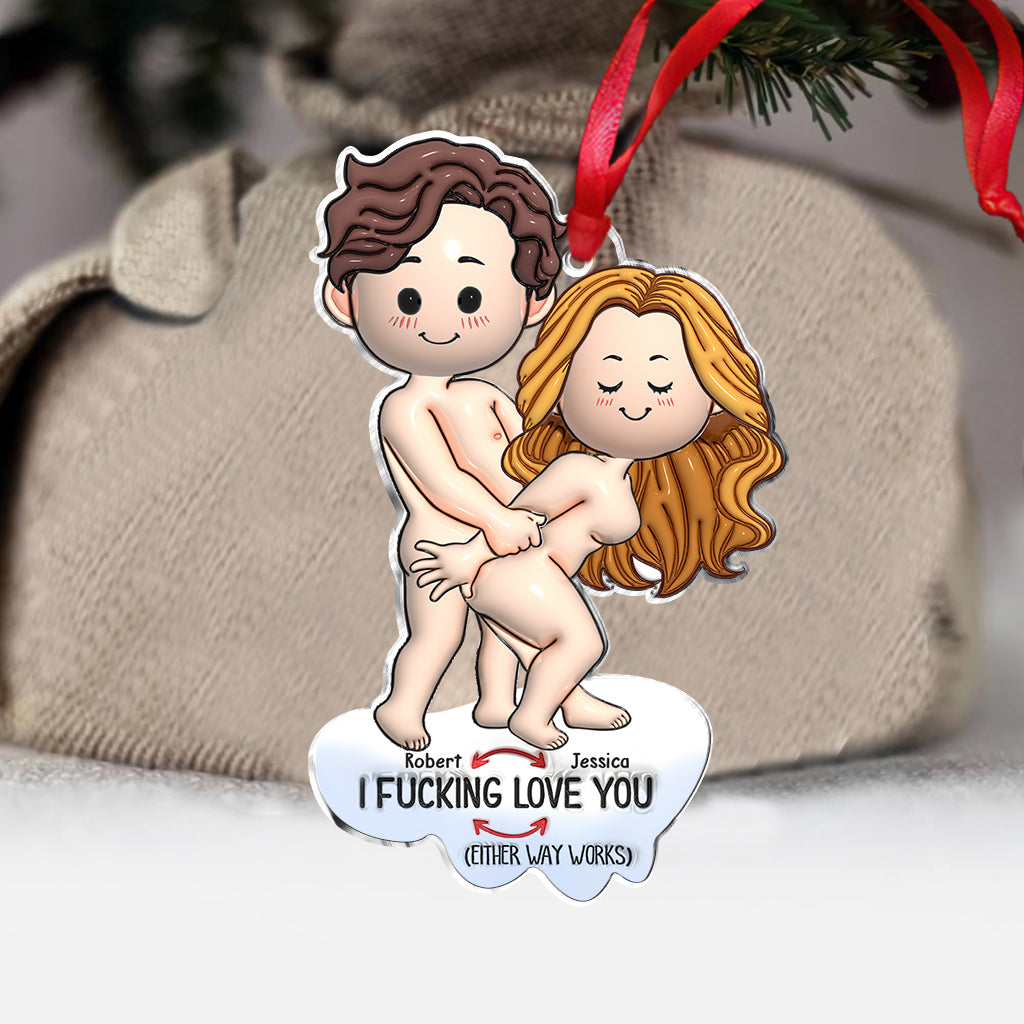 I Love You - Personalized Couple Custom Shaped Ornament