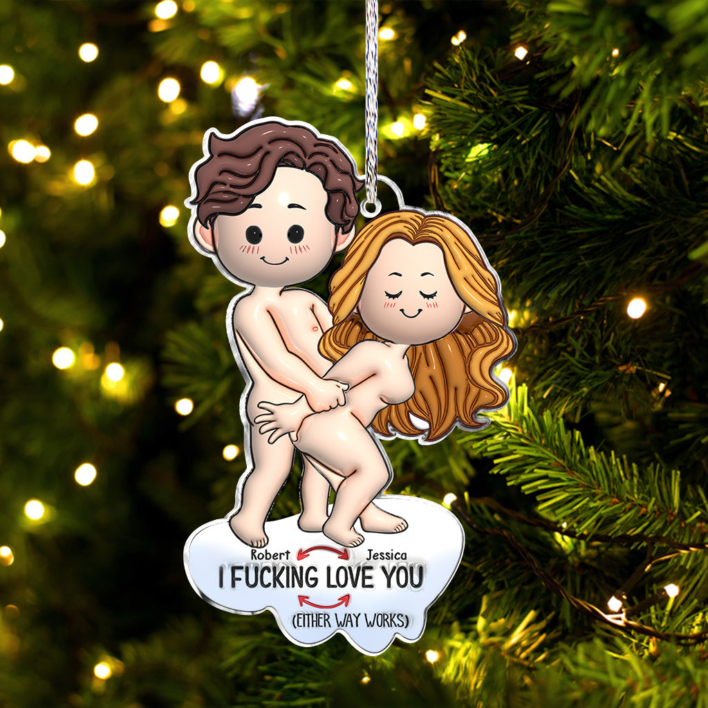 I Love You - Personalized Couple Custom Shaped Ornament