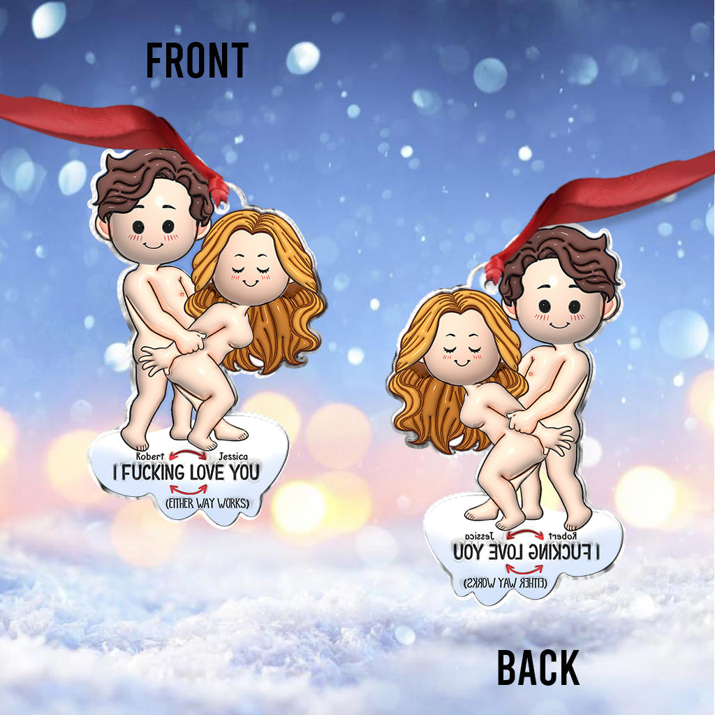 I Love You - Personalized Couple Custom Shaped Ornament