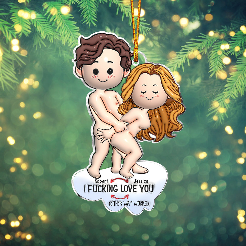 I Love You - Personalized Couple Custom Shaped Ornament