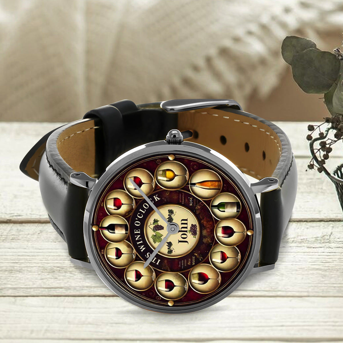 C'est l'heure du vin ! - Montre à aiguille personnalisée pour le vin