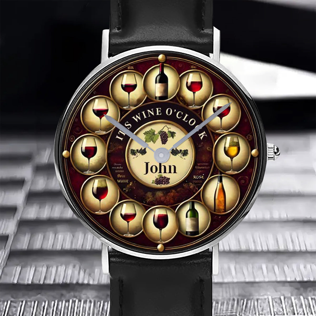 C'est l'heure du vin ! - Montre à aiguille personnalisée pour le vin