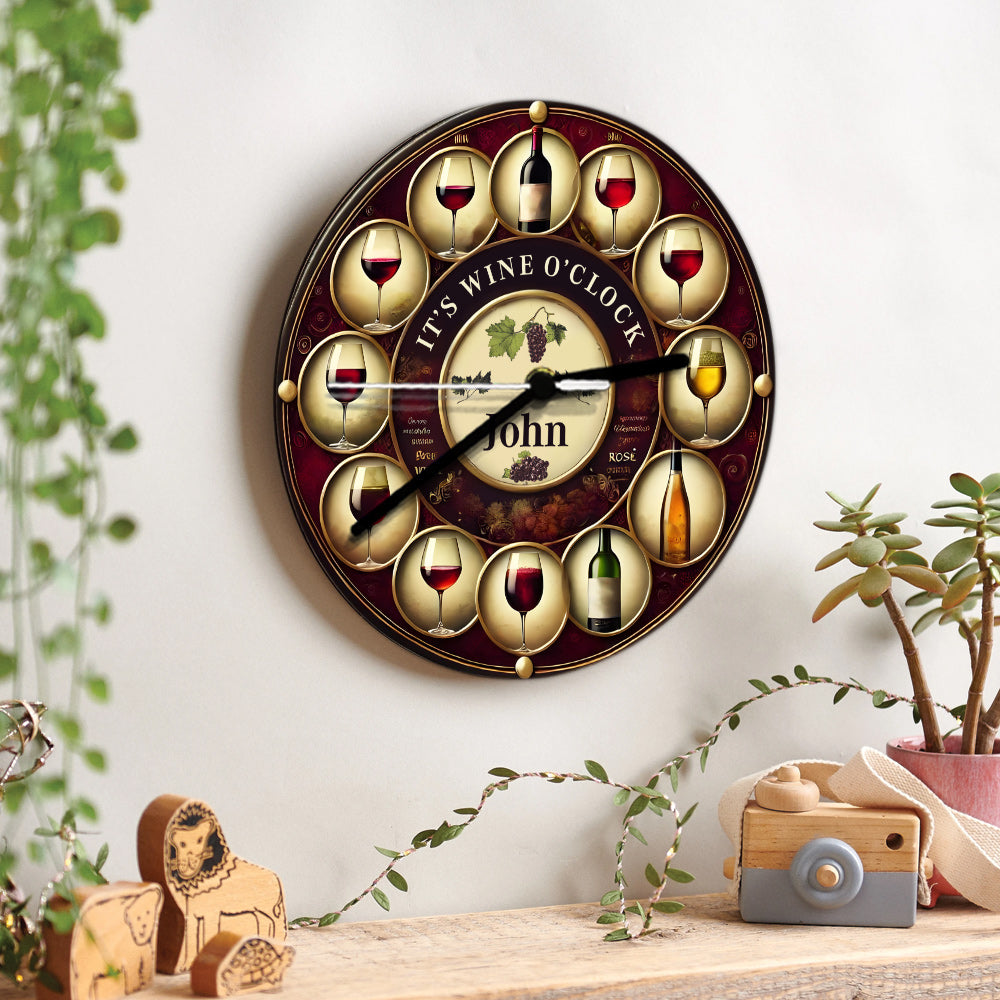 C'est l'heure du vin ! - Horloge murale personnalisée pour le vin