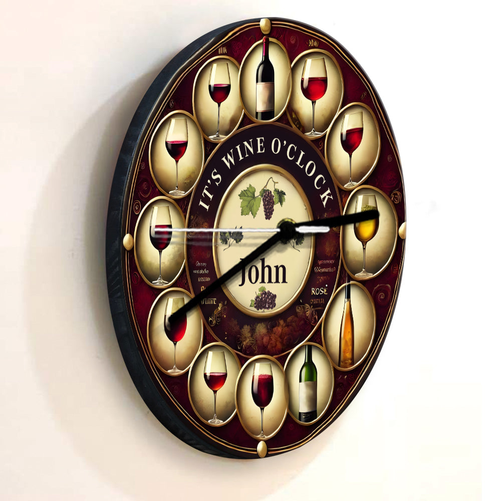C'est l'heure du vin ! - Horloge murale personnalisée pour le vin