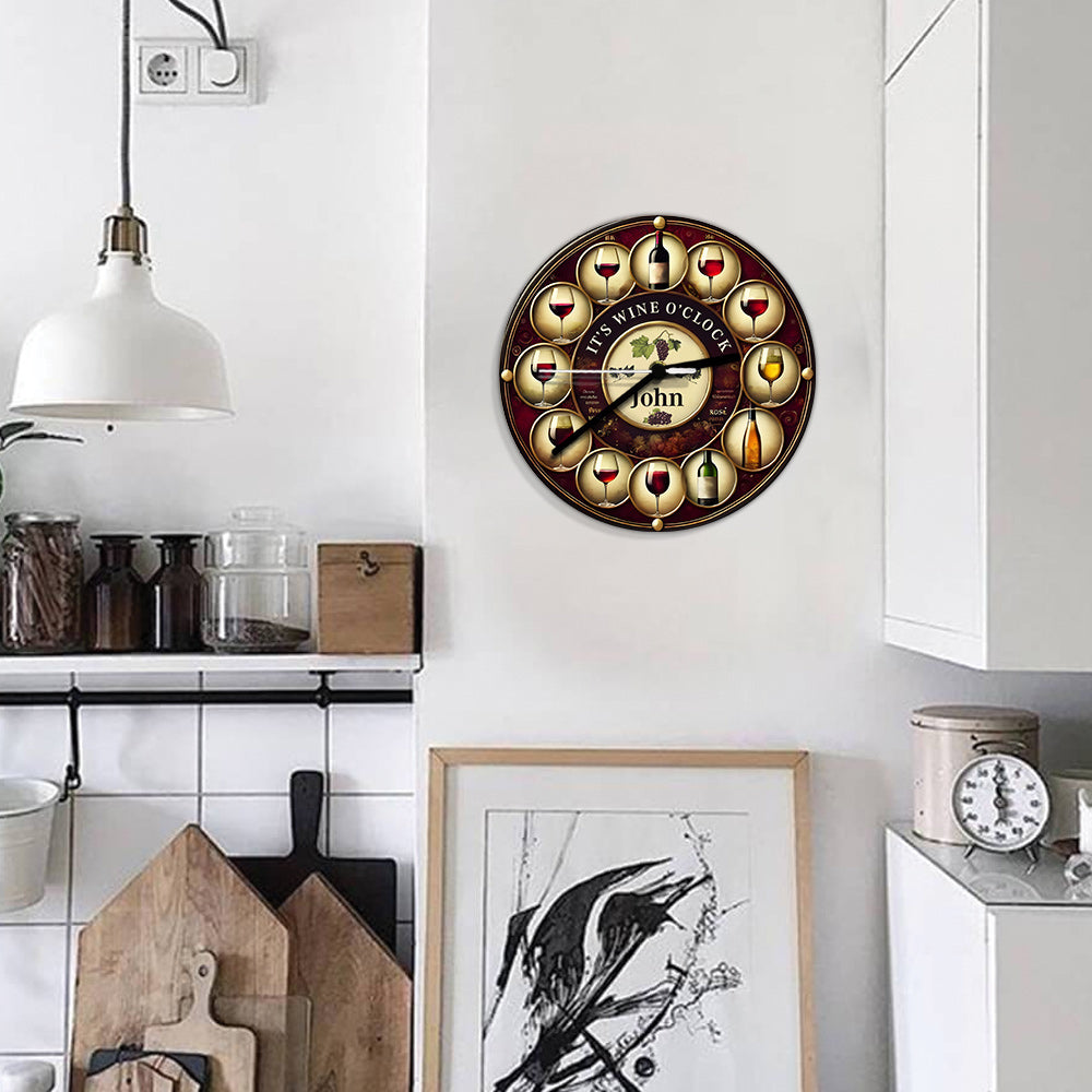 C'est l'heure du vin ! - Horloge murale personnalisée pour le vin