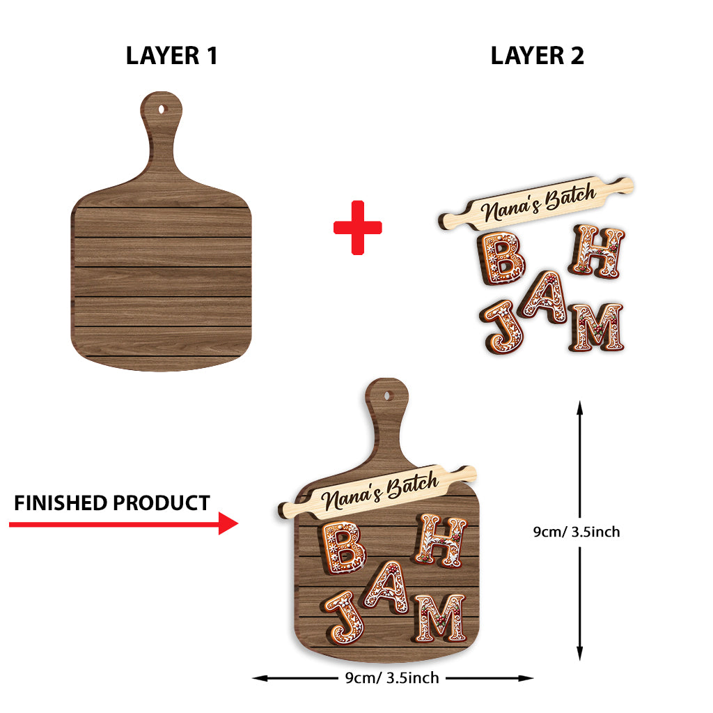 Lebkuchen-Alphabetbuchstabe – Personalisierter zweilagiger Holzornament für die Familie