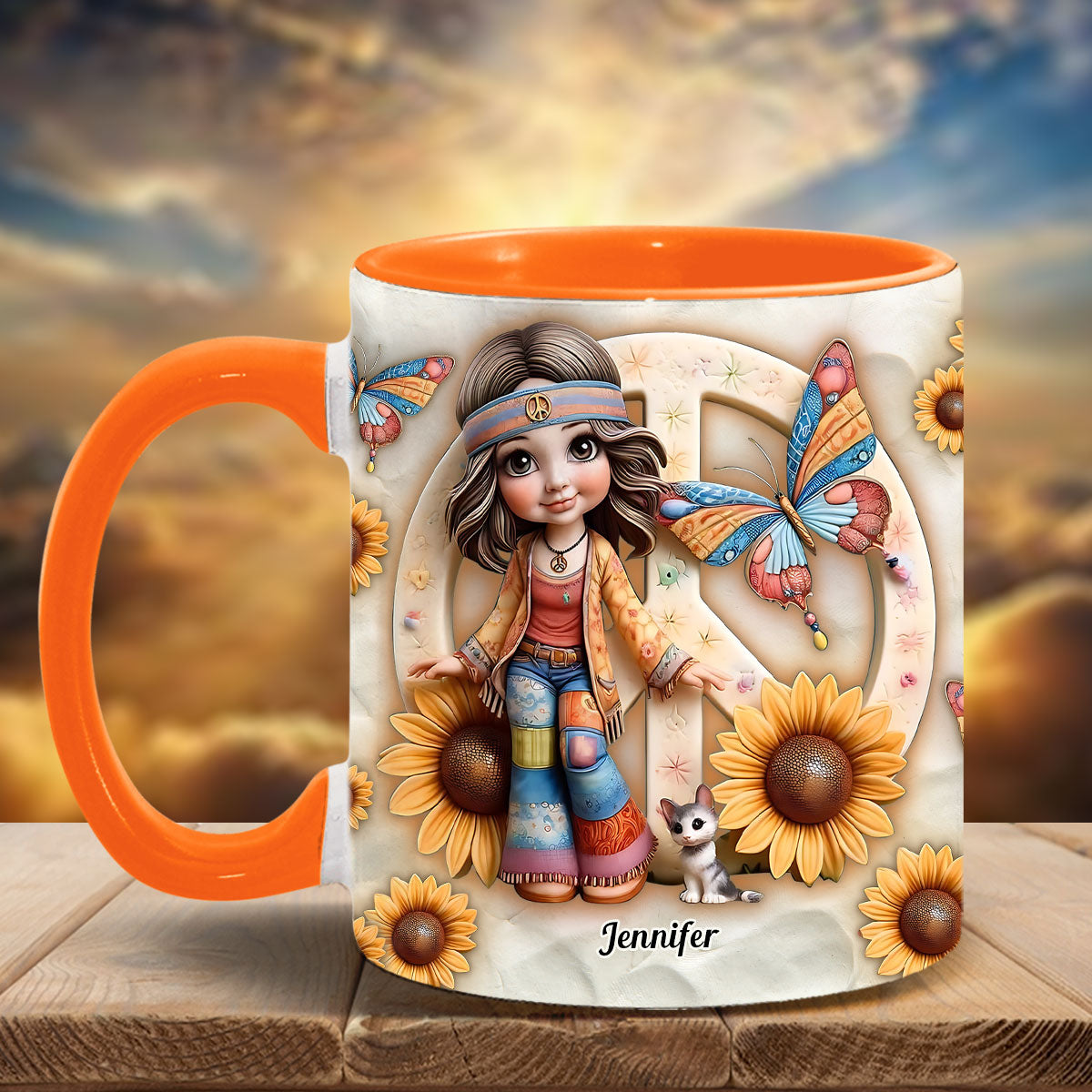 Hippie Soul – Personalisierte Tasse mit Hippie-Akzent