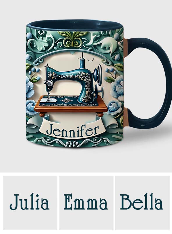 Mug personnalisé « Machine à coudre bleue » - Thème couture