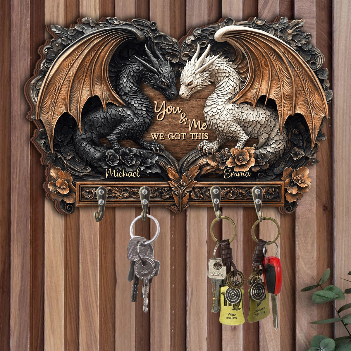 Toi et moi - Porte-clés personnalisé en forme de dragon