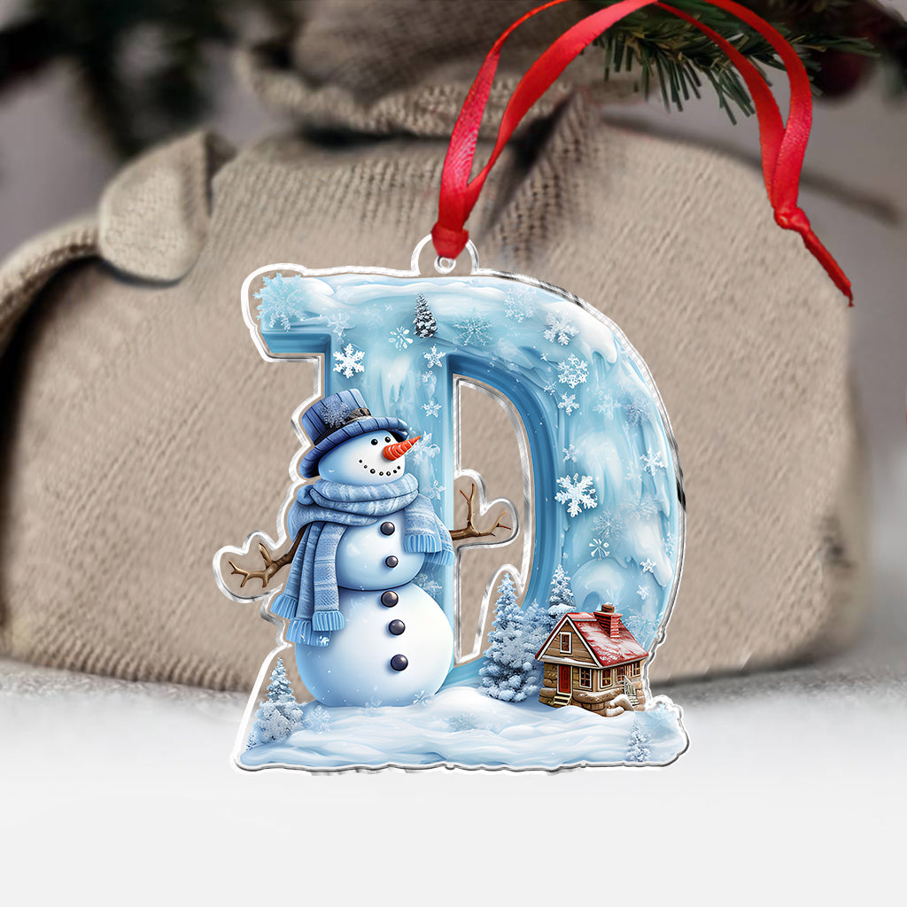 Bonhomme de neige de Noël - Ornement familial personnalisé