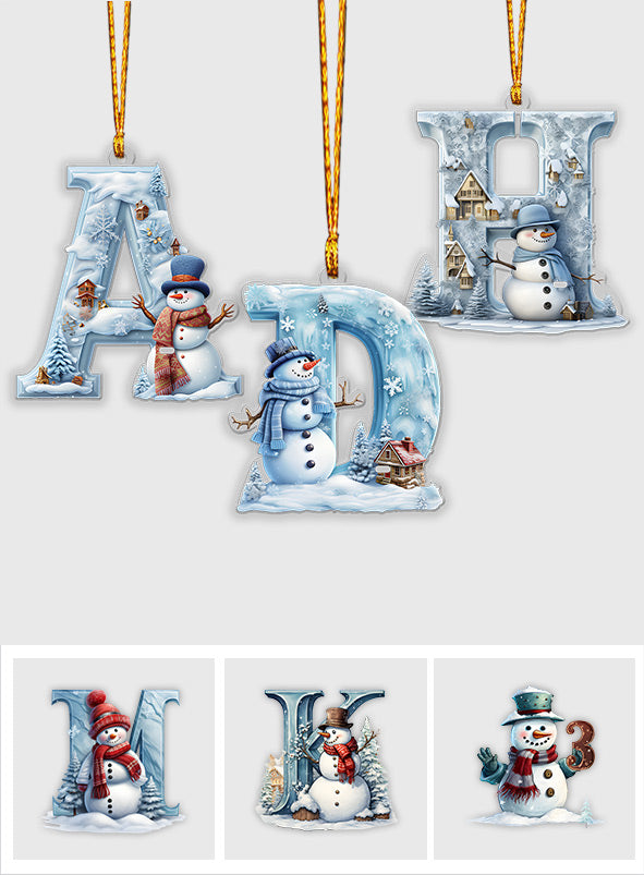 Bonhomme de neige de Noël - Ornement familial personnalisé
