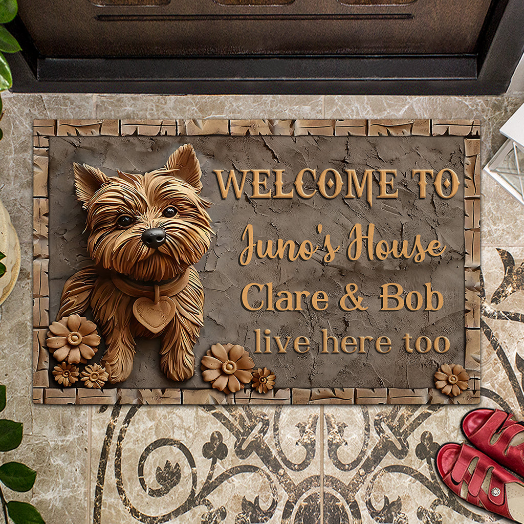 Cute Yorkshire Terrier - Personalized Dog Doormat
