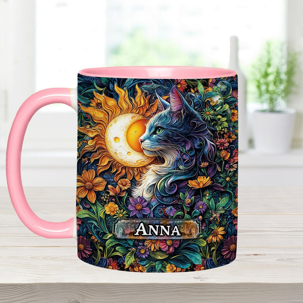 Floral Cat - Personalized Cat Accent Mug