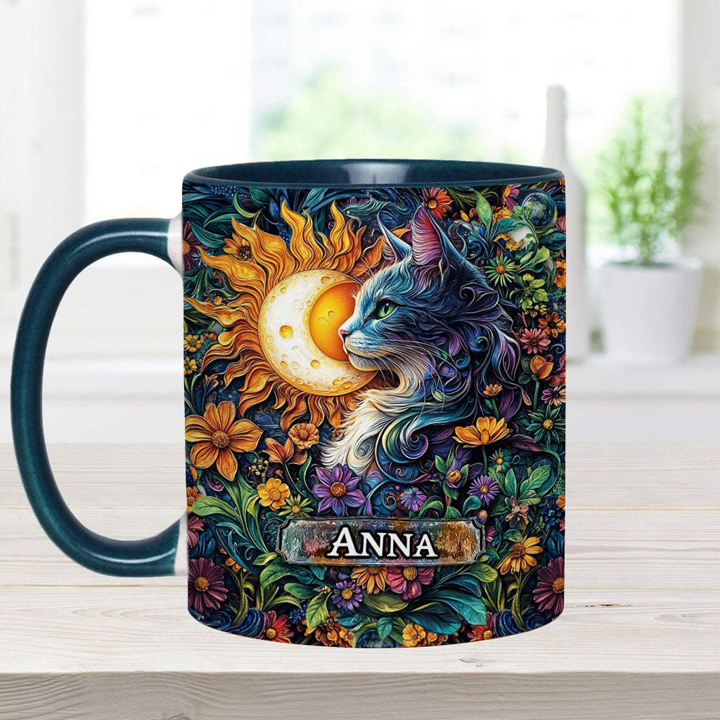 Floral Cat - Personalized Cat Accent Mug