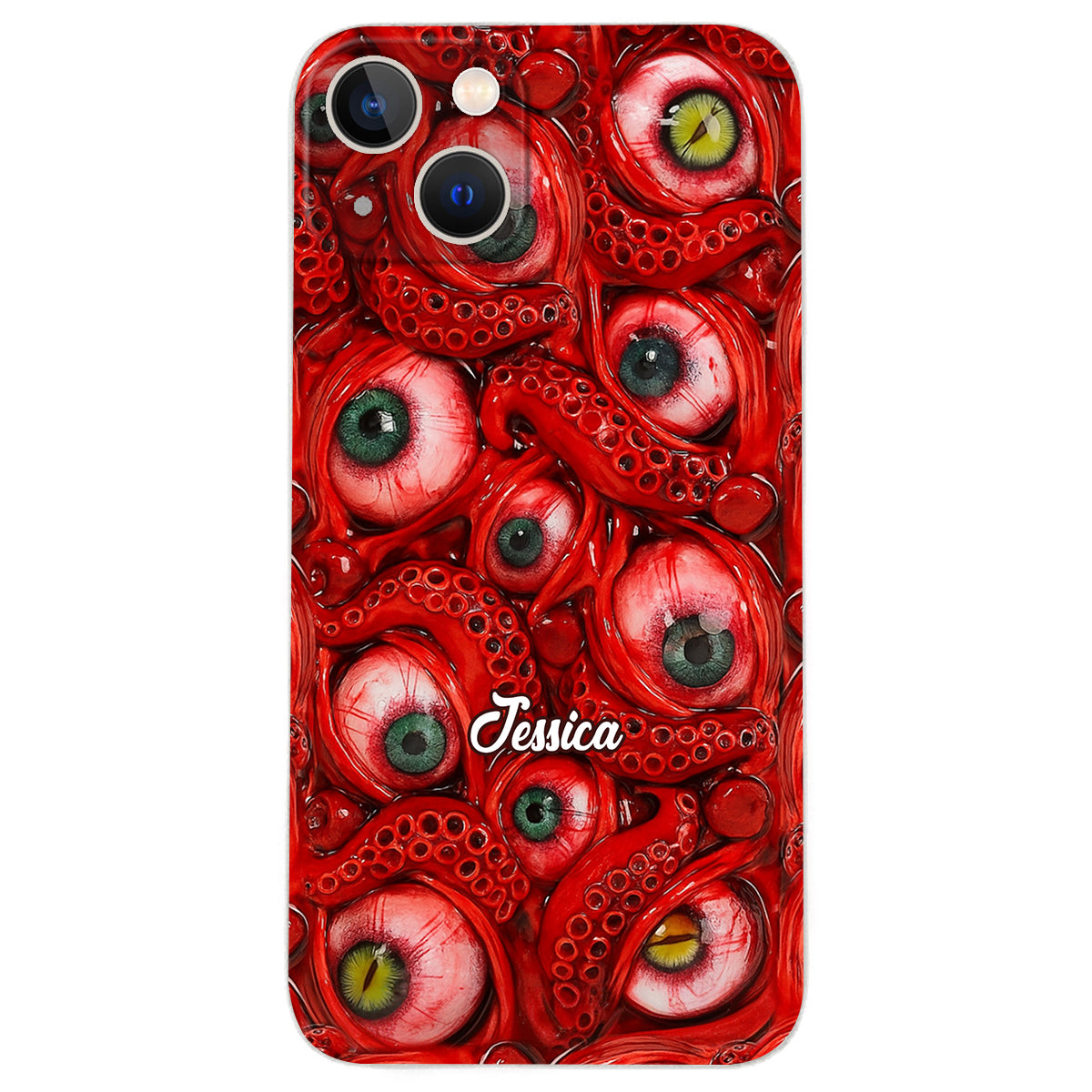 Horror Bloody Eyes - Personalisierte Halloween-Handyhülle aus Leder