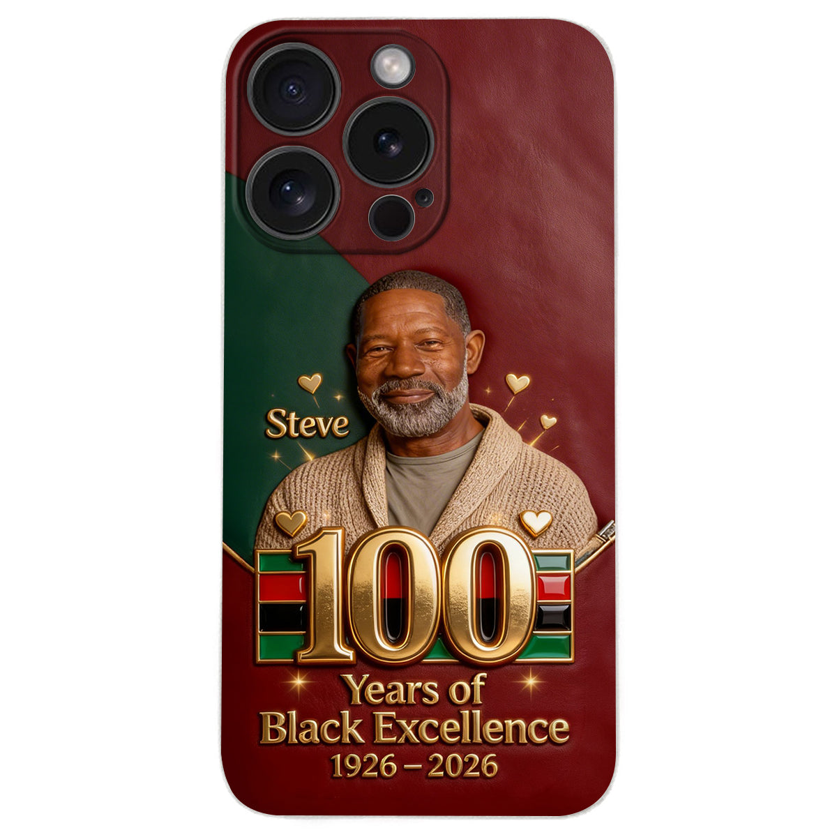 100 ans d'excellence noire - Étui de téléphone personnalisé en cuir afro-américain