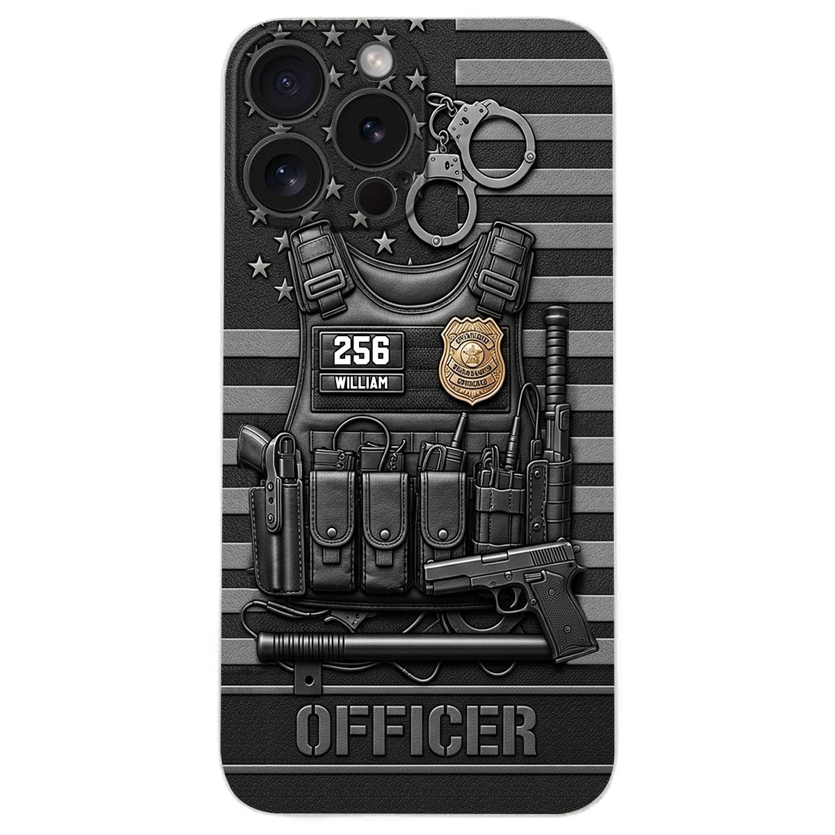 Servir et protéger - Étui de téléphone en cuir personnalisé pour policier