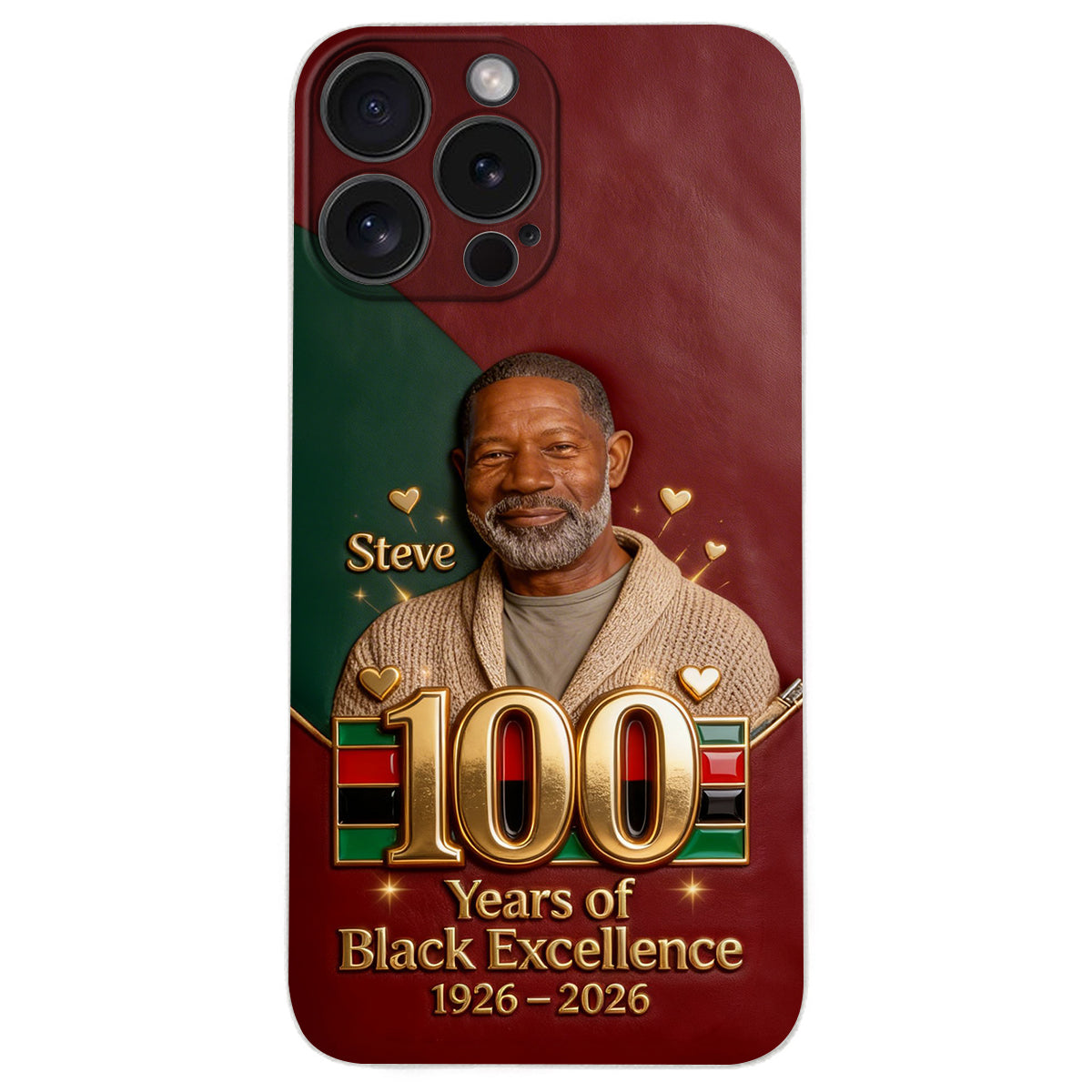 100 ans d'excellence noire - Étui de téléphone personnalisé en cuir afro-américain