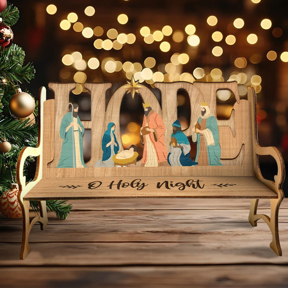 O heilige Nacht - Christliche Holzbank