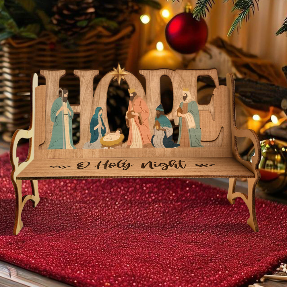 O heilige Nacht - Christliche Holzbank