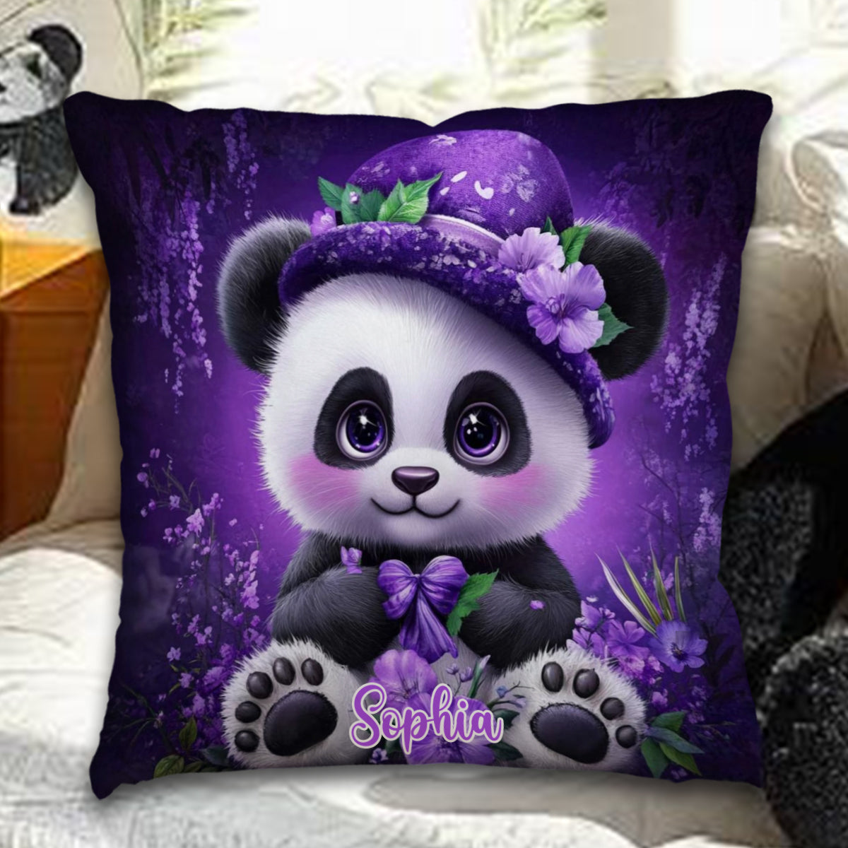 Niedliches Panda-Kissen – Personalisiertes Dekokissen für Panda-Fans