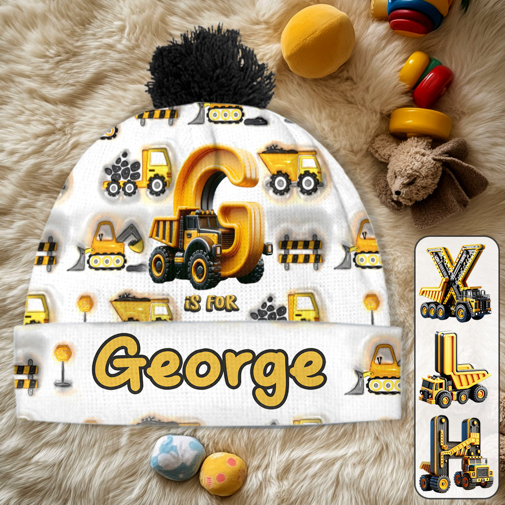 Lettre de l'alphabet de la construction - Bonnet enfant personnalisé